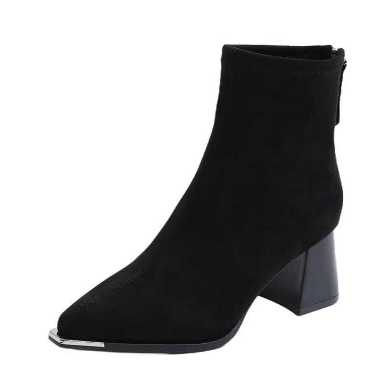 French High-heeled Ankle Boots