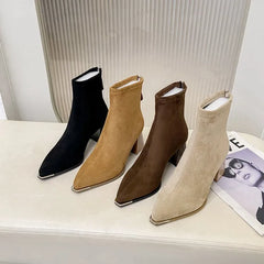 French High-heeled Ankle Boots