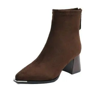 French High-heeled Ankle Boots
