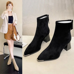 French High-heeled Ankle Boots