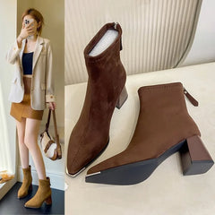 French High-heeled Ankle Boots