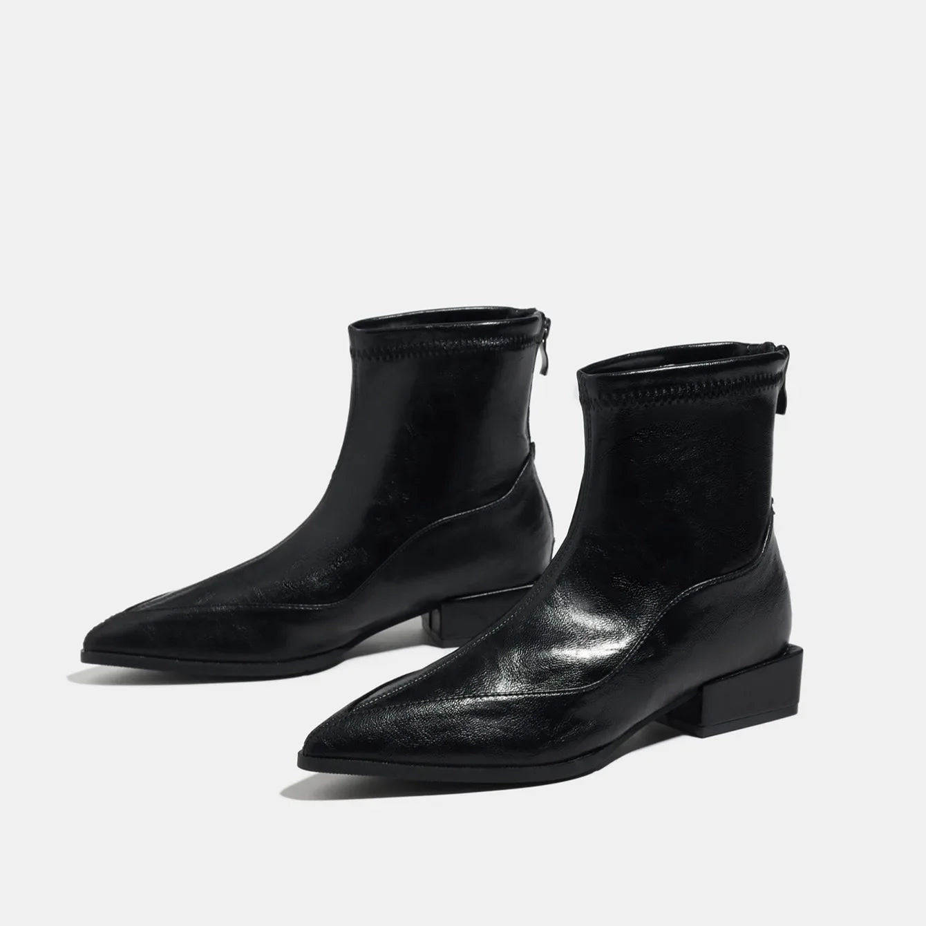 French Pointed High-heeled Ankle Boots