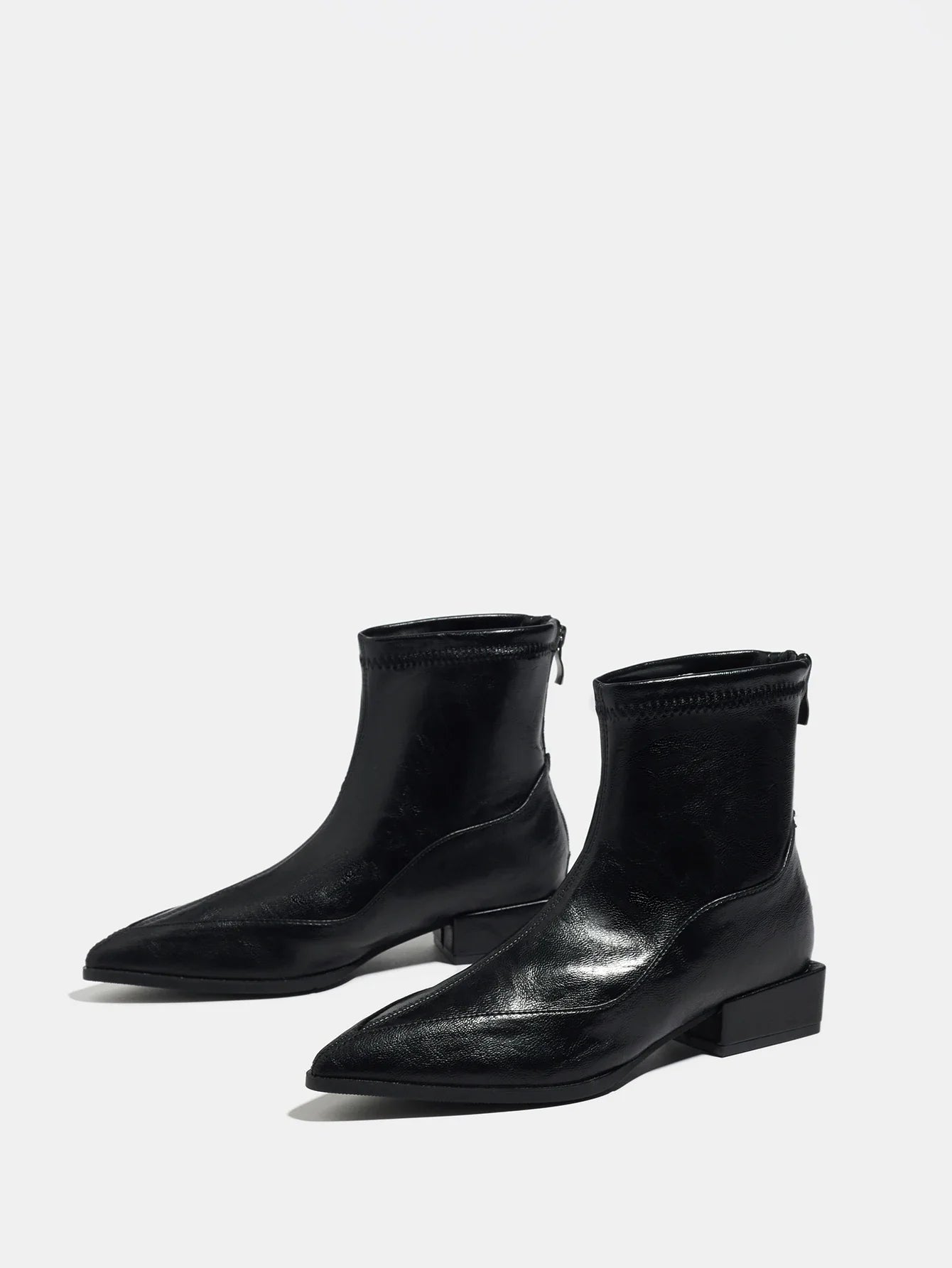 French Pointed High-heeled Ankle Boots