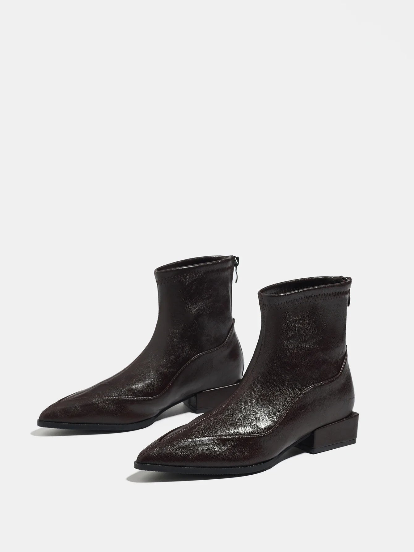French Pointed High-heeled Ankle Boots