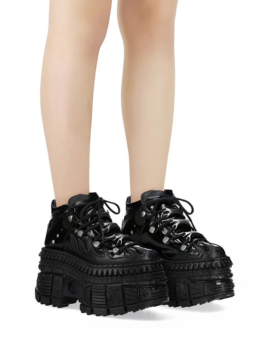 Gothic metal feminine function wind high top flame millennial punk platform Shoes