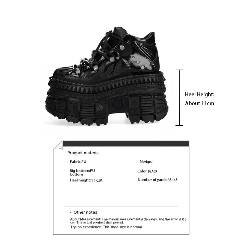 Gothic metal feminine function wind high top flame millennial punk platform Shoes