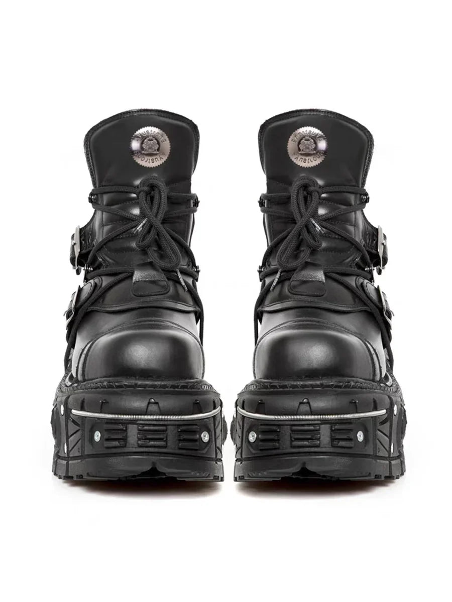 Heavy metal platform Gothic lace-up design dark punk short Boots