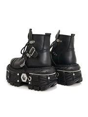 Heavy metal platform Gothic lace-up design dark punk short Boots