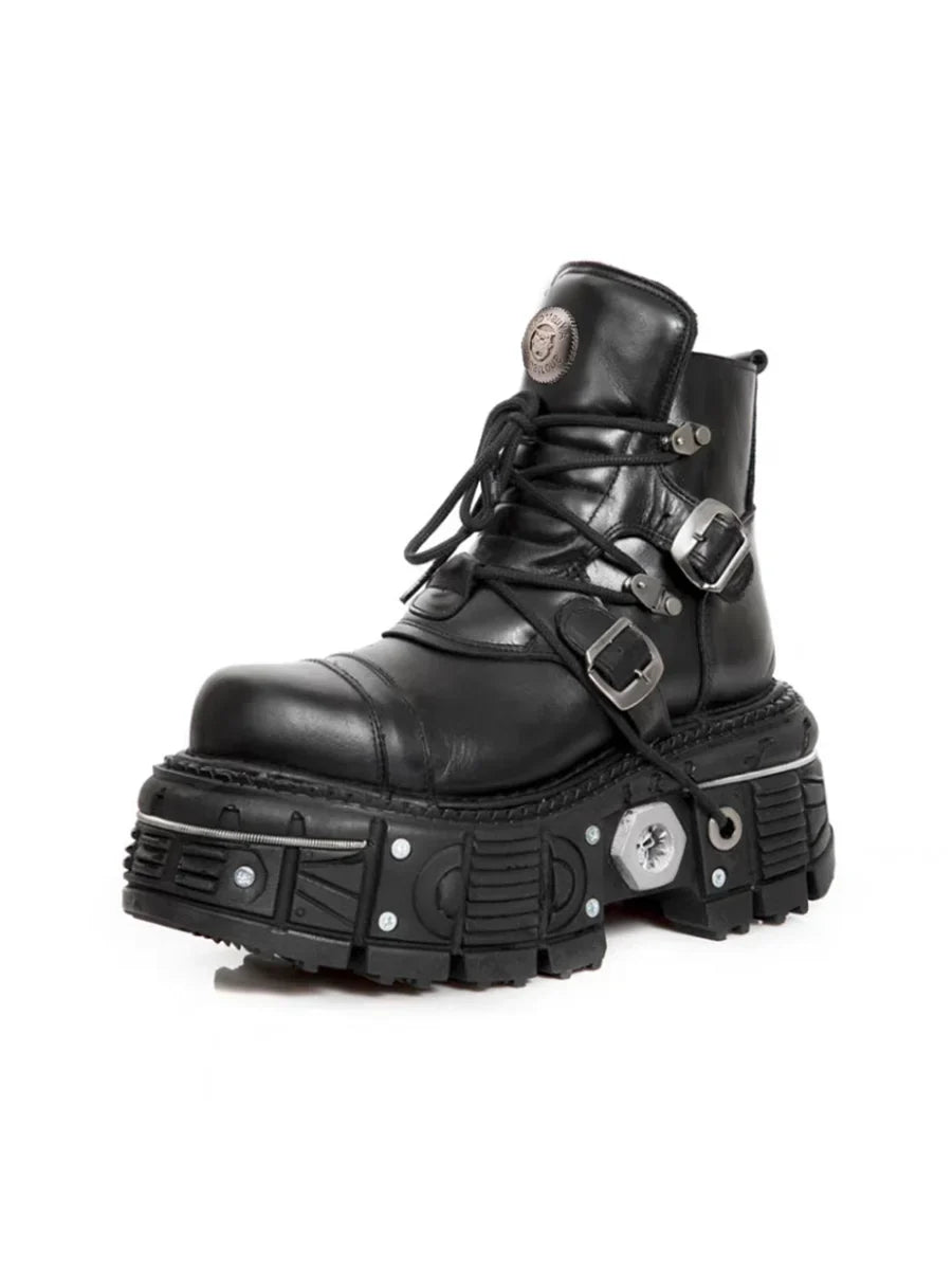 Heavy metal platform Gothic lace-up design dark punk short Boots