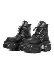 Heavy metal platform Gothic lace-up design dark punk short Boots