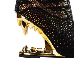 Kakay's Water Diamond Super High Heel Wolf Teeth Tiger Teeth Shaped Heel Women's Short Boots