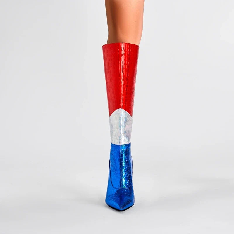 Kaky's Colorful Contrast High Heel Boots