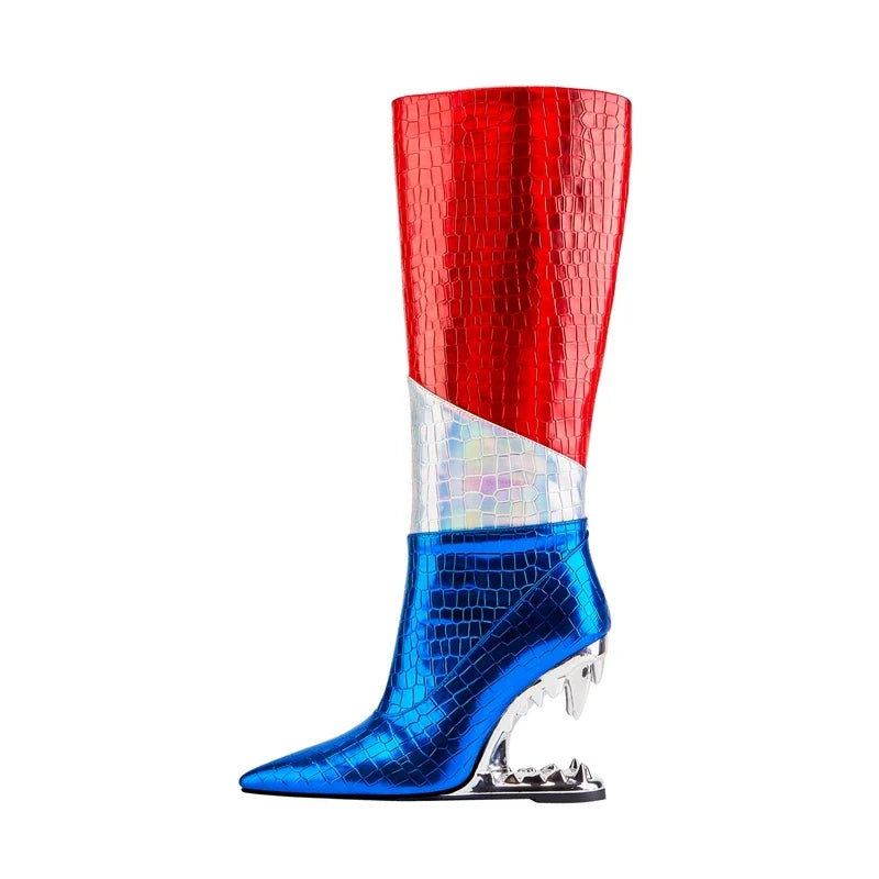 Kaky's Colorful Contrast High Heel Boots