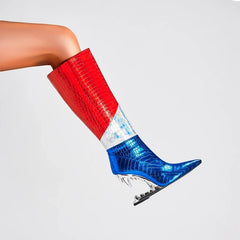 Kaky's Colorful Contrast High Heel Boots