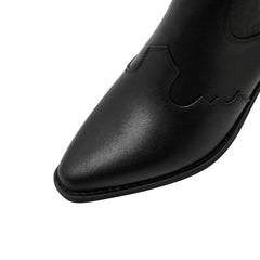 Kaky's Cowhide Thick High Heel Pointed Large Women's Shoes