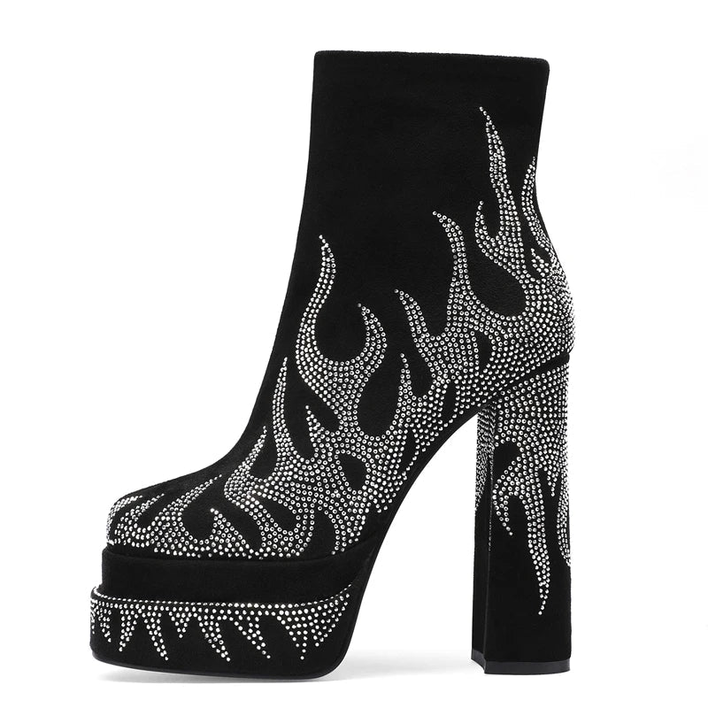 Kaky's High-heeled Round Head Waterproof Platform Thick Bottom Large