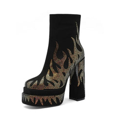 Kaky's High-heeled Round Head Waterproof Platform Thick Bottom Large