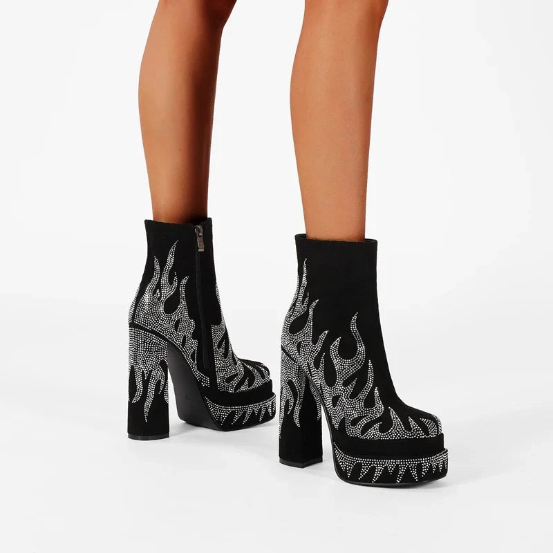 Kaky's High-heeled Round Head Waterproof Platform Thick Bottom Large