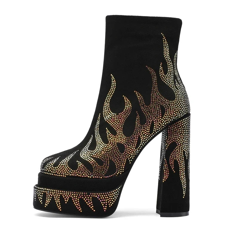 Kaky's High-heeled Round Head Waterproof Platform Thick Bottom Large