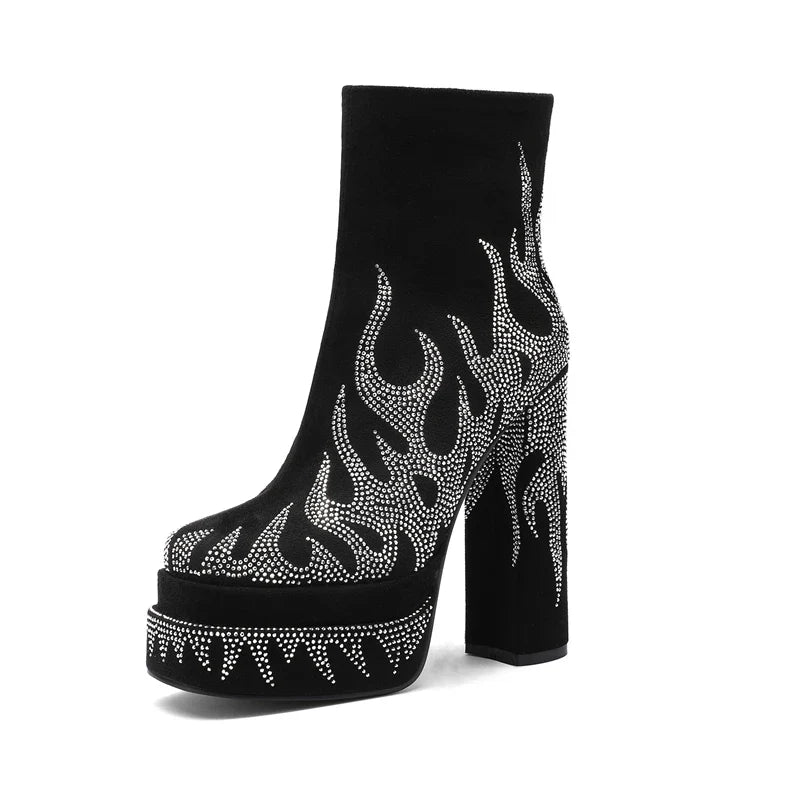 Kaky's High-heeled Round Head Waterproof Platform Thick Bottom Large