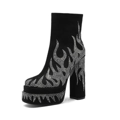 Kaky's High-heeled Round Head Waterproof Platform Thick Bottom Large