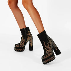 Kaky's High-heeled Round Head Waterproof Platform Thick Bottom Large