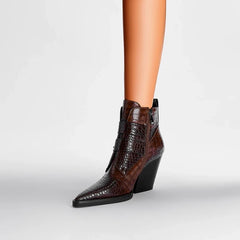 Kaky's Pointed Belt Buckle Thick High Heels Large Women's Boots
