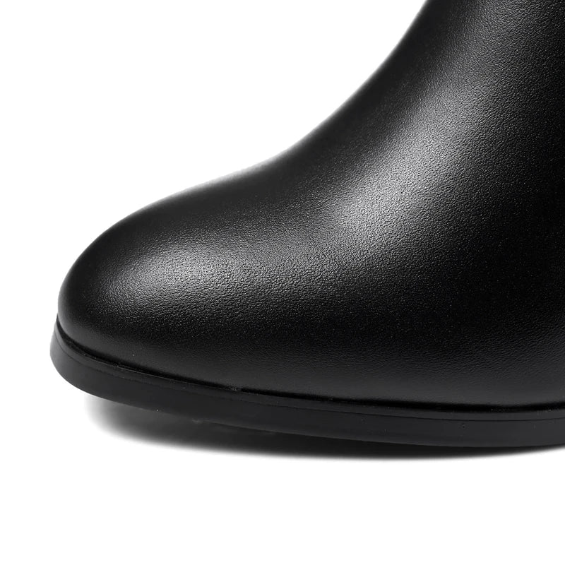 Leather Cowhide High Heels Large Women's Boots