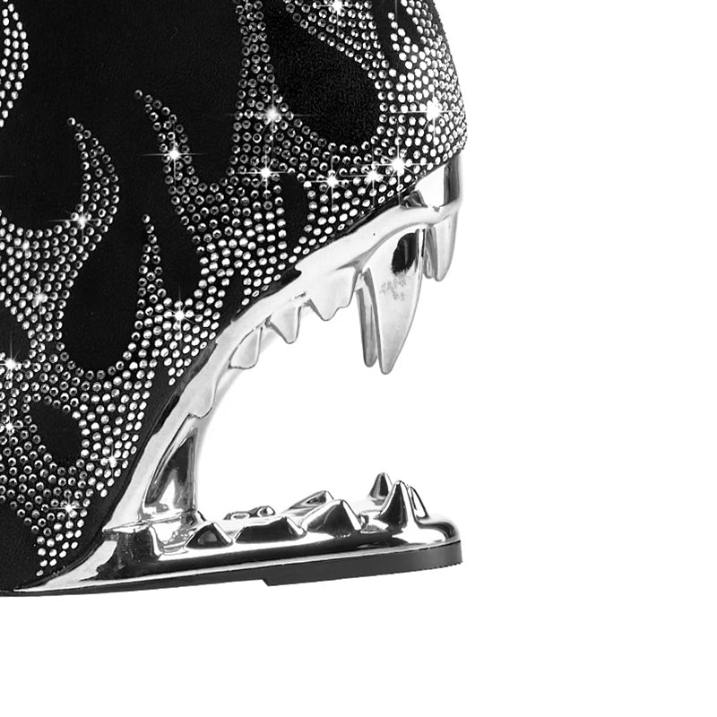 Kaky's Pointed Rhinestone Wolf Teeth High Heel Women's Boots