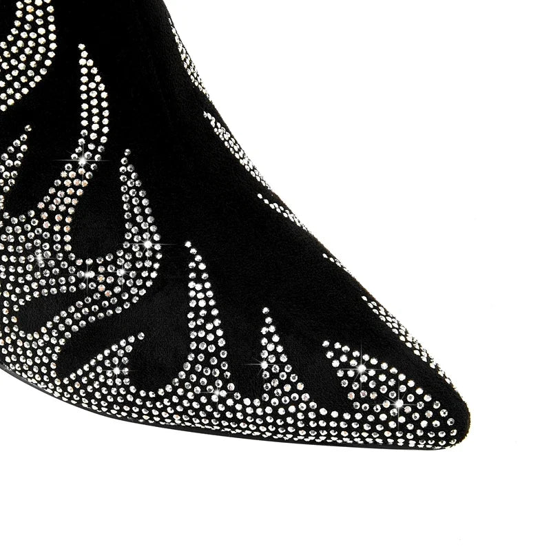Kaky's Pointed Rhinestone Wolf Teeth High Heel Women's Boots