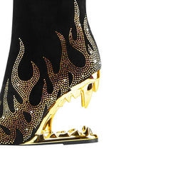 Kaky's Pointed Rhinestone Wolf Teeth High Heel Women's Boots