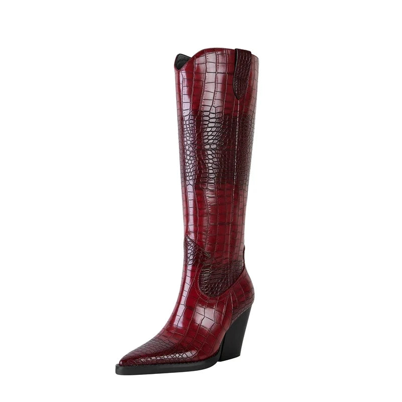 Kaky's Pointed Thick Heeled Oversized Women's Boots