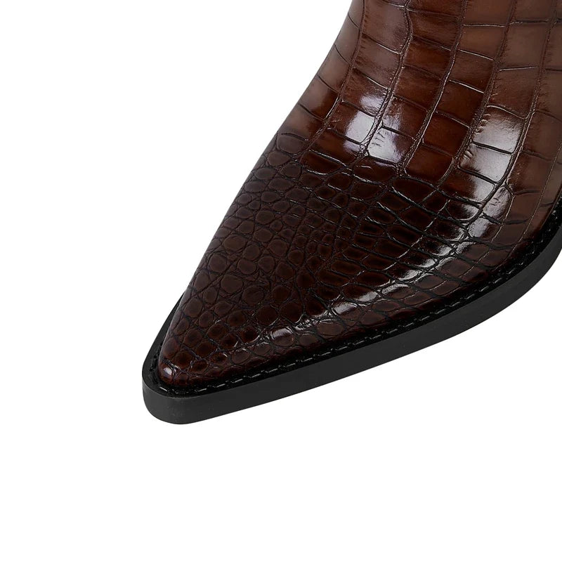 Kaky's Pointed Thick Heeled Oversized Women's Boots