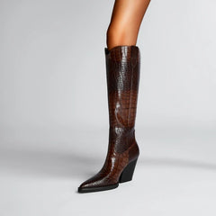Kaky's Pointed Thick Heeled Oversized Women's Boots