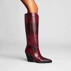 Kaky's Pointed Thick Heeled Oversized Women's Boots