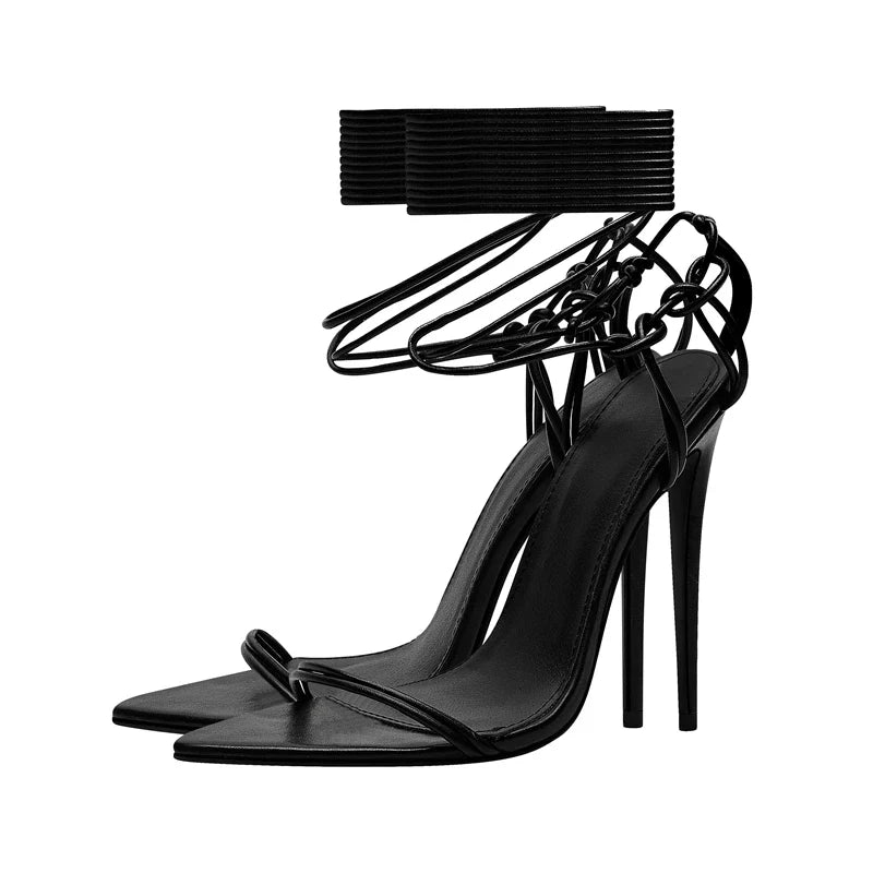 Kaky's Super High Heel Pointed Lace up Women's Sandals Large
