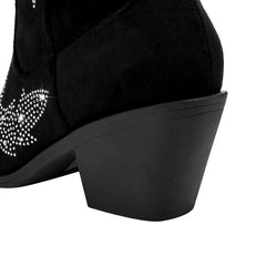 Kaky's Water Diamond Maple Leaf Thick High Heel Pointed Large Women's Boots