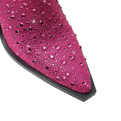 Kaky's Water Diamond Super High Heel Thick Heel Pointed Women's Short Boots