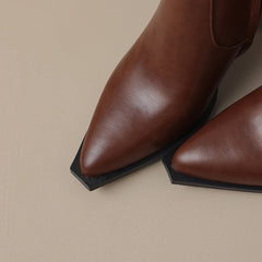 Kaky's pointed leather cowhide high heeled women's boots