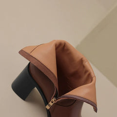 Kaky's pointed leather cowhide high heeled women's boots