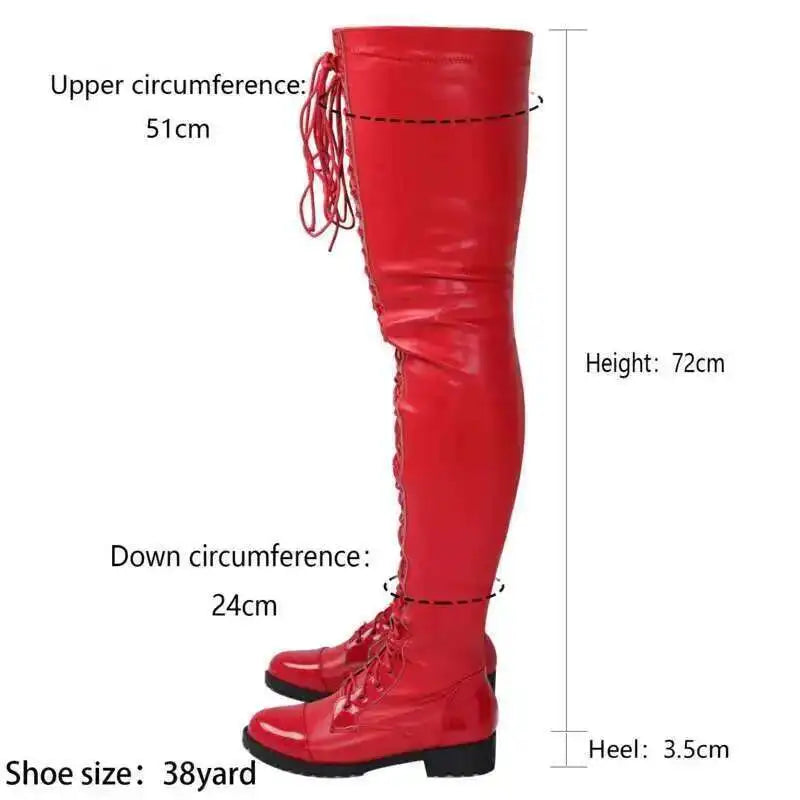 Lace Up Bar Nightclub Women's Over The Knee Boots