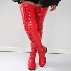 Lace Up Bar Nightclub Women's Over The Knee Boots