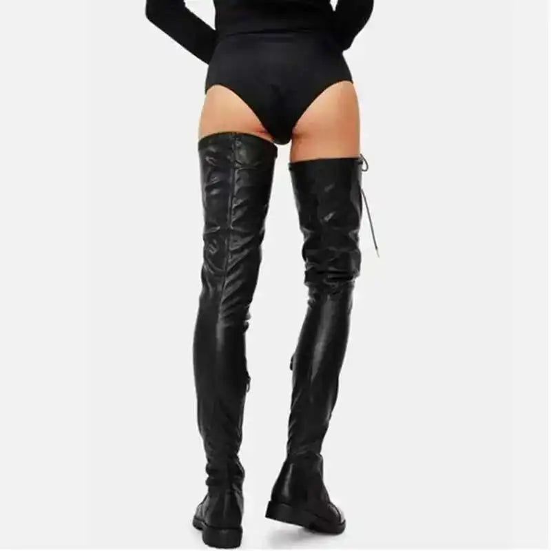Lace Up Bar Nightclub Women's Over The Knee Boots