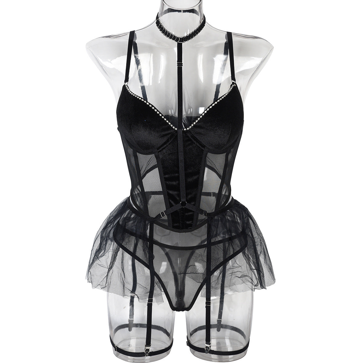 Lace Up Corset Black See Through Lingerie Sexy revealing Bustier