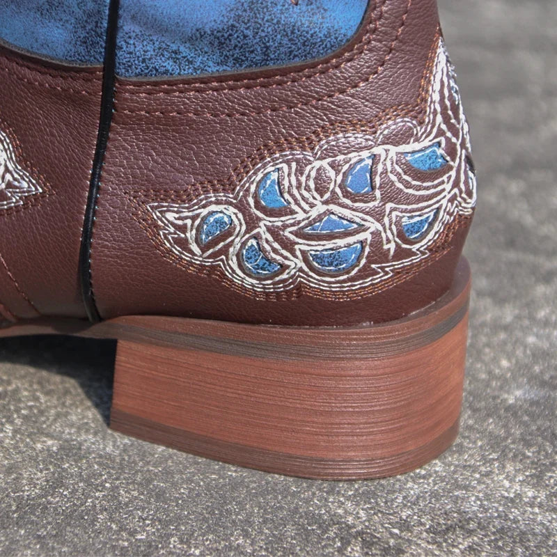 Leather Embroider Western Cowboy Retro Cowgirl Boots