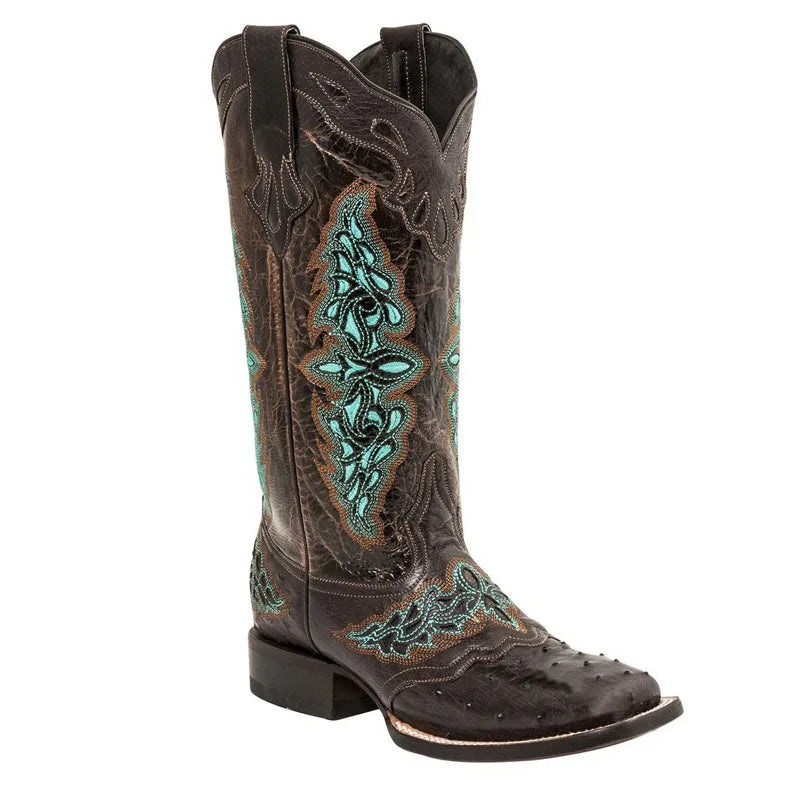 Leather Embroider Western Cowboy Retro Cowgirl Boots