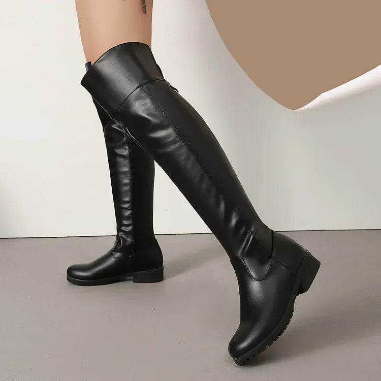 Low Heels Black Long Boots