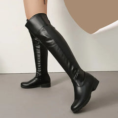 Low Heels Black Long Boots