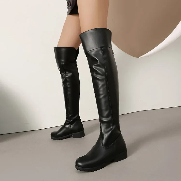 Low Heels Black Long Boots