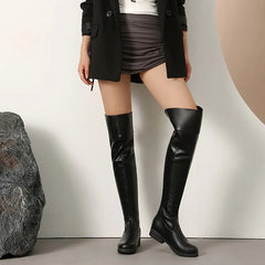 Low Heels Black Long Boots